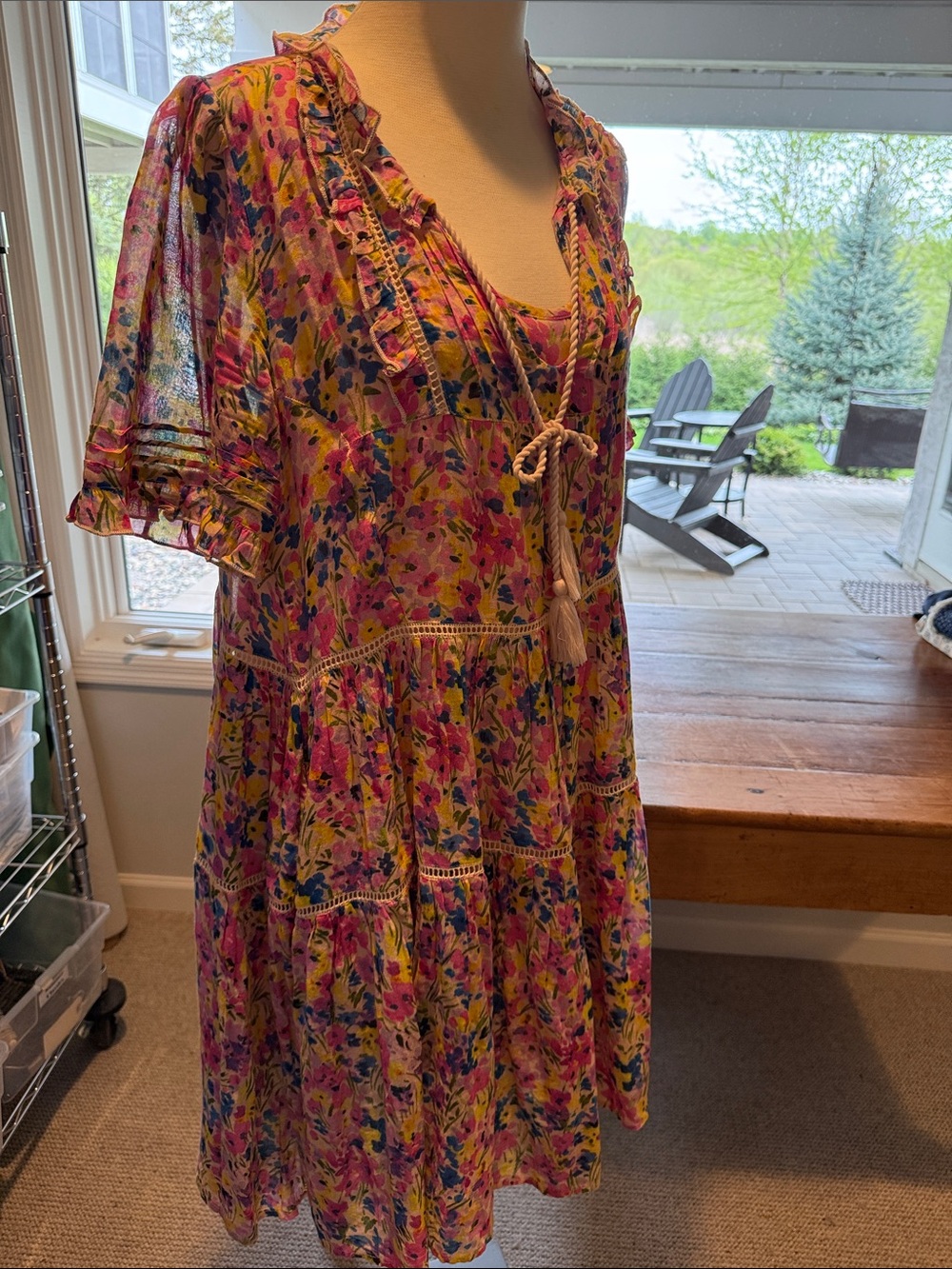 Sundance Pink Multi Floral Tie-Front Mini Dress